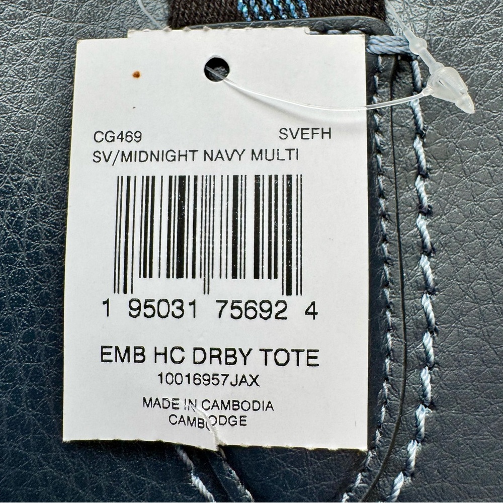 NWT Coach Derby Tote Bag Embossed Horse Carriage Silver/Midnight Navy Multi - Picture 13 of 13
